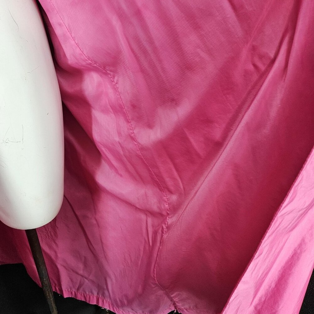 Vintage Trench Long Rain Jacket Coat Womens 12 Pink Rubberized Belted 80s Formal - Picture 11 of 16